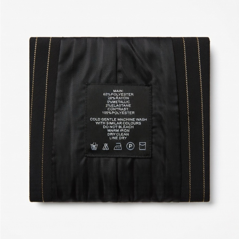 Manière De Voir Black Metallic Pinstripe Blazer Dress w Zip Hem- Size 2 XS/S - Picture 7 of 7